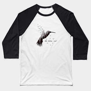 Hummingbird with Forest Design Baseball T-Shirt